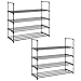 Produktbild SONGMICS Schuhregal 4 Ebenen, 2er Set, Schuhständer Metall, Schuhaufbewahrung, Schuh-Organizer für 16-20 Paar Schuhe, stapelbar, für Flur Wohnzimmer Schlafzimmer, 30 x 92 x 74 cm, schwarz LSA08BK