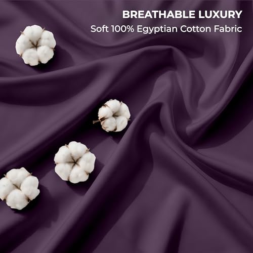 Image of SGI bedding RV Short Queen Sheet Set 60x75, 600 TC Egyptian Cotton, 4 Piece Luxury Hotel Collection, Ultra Soft & Breathable, Fits RV Mattress Camper & Trailer, 15 Inch Pocket, Plum