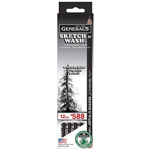 General Pencil 588GP Sketch and Wash Pencils,Graphite, 12-Pack