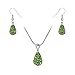 Produktbild Styleziel Damen Schmuckset Halskette Ohrhänger Tropfen mit Kristallen Moosgrün Silber 46cm 1534