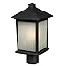 Z-Lite 507PHB-BK Holbrook Outdoor Post Light, Aluminum Frame, Black Finish and White Seedy Shade of Glass Material