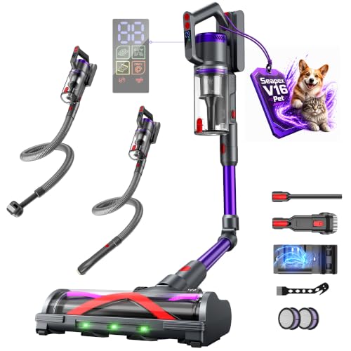 Circlio Aspiradora Sin Cable 58000Pa/600W/75Min, Escoba Aspiradora sin Cable con Brazo Flexible 1.6L, Modo Automático, Aspirador Inalámbrico Antienredo, Ideal para Suelos, Alfombras y Pelo de Mascotas