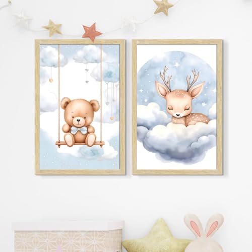 Image of ArtX Wall Paintings For Kids Room, Wall Frame, Decoration Items, 12x18 inch (A3+) Size, Multicolor, Synthetic Wood, Set Of 2