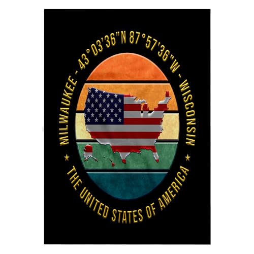 3dRose Milwaukee Bath Hand Pool Towel - USA Map & Flag