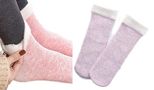 YABINA (TM) 5PC Womens Winter Thermal Fleece Lining Fuzzy Warm Indoor Home Socks (Purple)