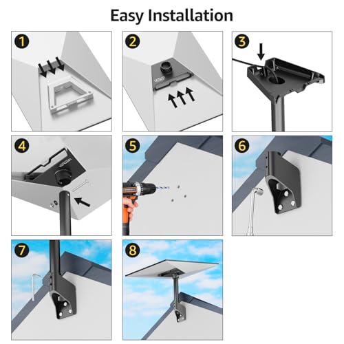Urmust Starlink Gen 3 Mount, 360° Adjustable Angle Starlink Roof/Wall Mount with Pipe Adapter, Starlink Mounting Kit Gen 3 for Standard Dish, Starlink Pole Mount, Starlinks Internet Satellite Kit - Thumbnail 3