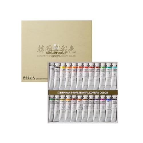ShinHan Professional Korean Color 20ml Tube 24 Colors Set A - Oriental Fine Art Paint for Hanji and Mixed Media Creativity