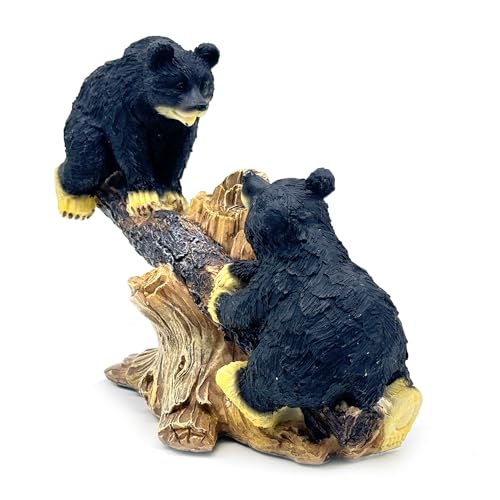 Estatua Dos Osos Negros en Balancín Resina Decorativa miniatura 3