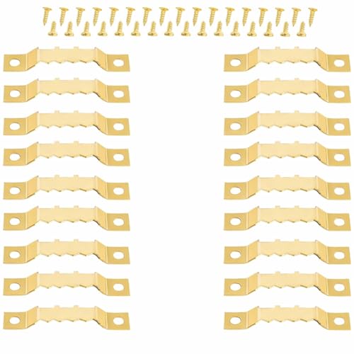 LeGeYo 50 crochets pour cadres avec vis accroche cadre photo attache pour tableau dentelée unilatérale suspension pour cadres posters œuvres d’art Doré