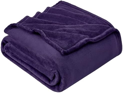 Hansleep Fleece Blanket Twin Size Purple, Soft Cozy Twin Fuzzy Flannel Lightweight Blanket for Bed, Sofa, Couch, Travel, Camping, Purple, 60x80 Inches