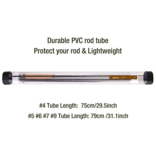 Piscifun Fly Fishing Rod 4 Piece 9Ft Graphite - Im7 Carbon Fiber Blank - Accurate Placement - Ingenious Design - Chromed Guide And Durable Rod Tube 7Wt #TOP6