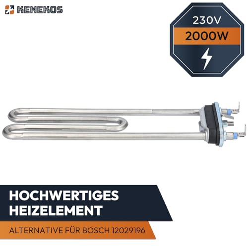 Kenekos - SET Heizelement wie 12029196 (ersetzt 265961/00265961) mit NTC-Sensor wie 00175369/175369 230V, Heizstab kompatibel mit Bosch Siemens Waschmaschine Constructa Balay iQ100 iQ300 iQ500 iQ590