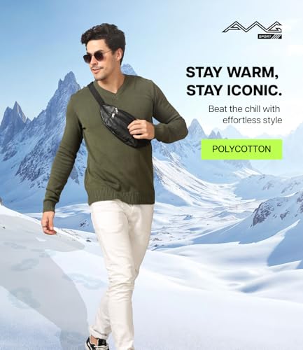 Image of AWG ALL WEATHER GEAR Men's V-Neck Full Sleeve Sweater | Sweater for Winter | Plain Casual Wear Sweater l Sweater for Men | Pullover for Men | Winter Wear Sweater for Men | Mens Sweater