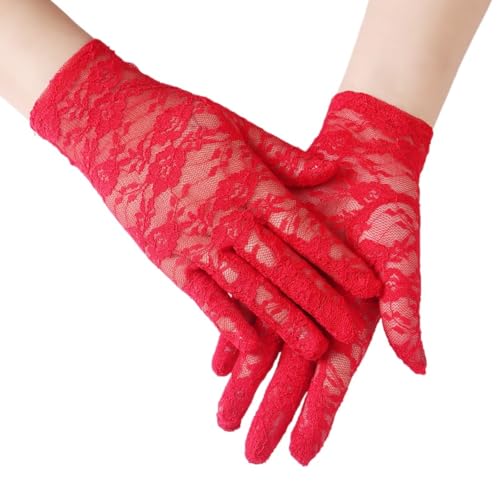 Women's Short Fingerless Gloves for Wedding Bridal Party Evening Lace Gloves
