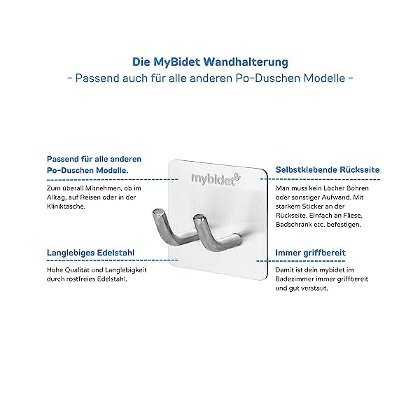Wandhalterung für alle Po-Duschen Modelle - MYBIDET 3.0 Wandhalterung Po Dusche Intimdusche, leichter zu drücken, Intimreinigung mit Wasser, Intimdusche Wochenbett, Reisebidet oder Popo dusche – Bild 4