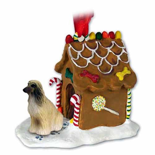 Ornement de Noël lévrier afghan maison pain d'épices aux finitions détaillées