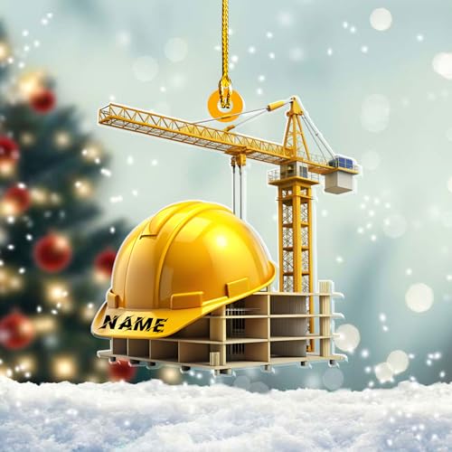 Ligthuy Personalized Construction Ornaments - Excavator & Bulldozer Hanging Decorations for Christmas Tree