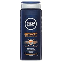 NIVEA MEN Fresh Effect 24 Hour Sport Shower Gel And Body Wash Revitalising And Minerals, 500ml