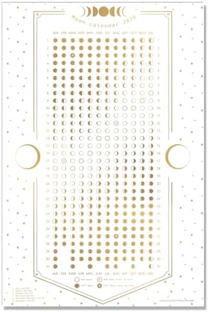 Moon Calendar 2026 - White 12×18 inch Wall Poster with Lunar Phases & Eclipses Vertical Celestial Chart | Astronomy Decor | For Light Aesthetic or Minimalist Spaces