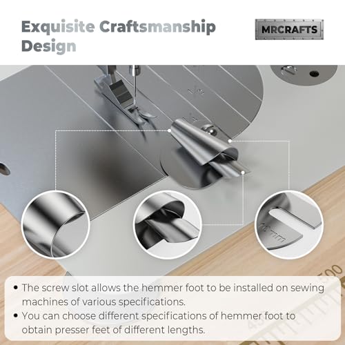 image for MrCrafts Sewing Rolled Hemmer Foot 8Pcs (3-10MM), Rolled Hem Hammer Fo