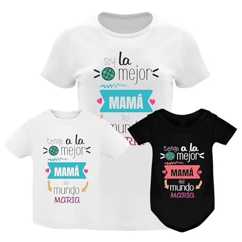 QCM PRODUTOS PERSONALIZADOS Camiseta Mamá e Hijo | Regalo Divertido | Especial día de la Madre | 100% algodón (La Mejor mamá del Mundo)