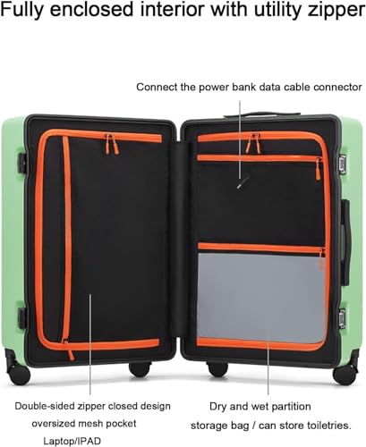 Carry On Luggages Suitcase Multifunctional Cabin Luggage Security Anti -Theft Large-Capacity Hardside Luggage Luggage Suitcases (Green-24 in3
