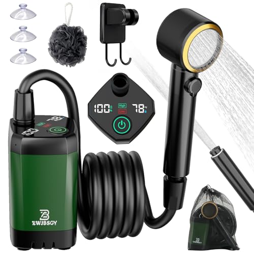 ZWJBSGY Portable Shower for Camping, 7800mAh Camping Shower Pumps with 190mins Long-Runtime, Smart...