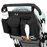 Accmor Stroller Organizer, Universal Large Capacity Stroller Bag Caddy Organizer Accessories for Uppababy, Nuna, Doona, Britax Strollers, Black