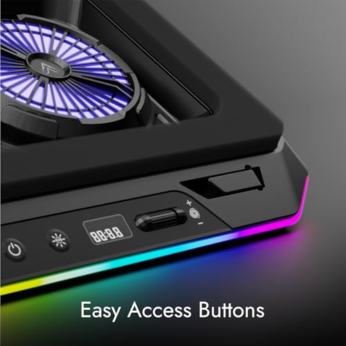 Image of Kreo Arctik Pro Laptop Cooler Pad Dual 125mm Fans, 3000 RPM, 7-Way Adjustable Cooling Pad with RGB Lighting, USB-C Powered, Built-in USB Hub (Arctik Pro)