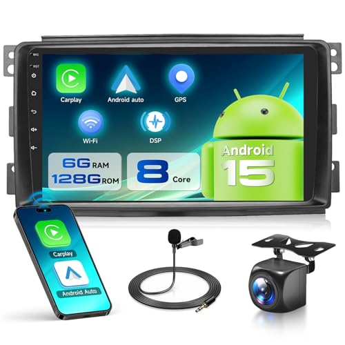 VECHTEL 8 Core 4G+64G Autoradio Android 15 pour Mercedes Benz Smart Fortwo 2005-2010, 9'' HD Écran Tactile IPS avec DSP Carplay Android Auto sans Fil GPS Wi-FI Bluetooth FM RDS Radio Caméra de Recul