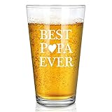 Best Papa Ever Beer Glass, 15 Oz Funny Dad Beer Pint Glass, Dad Beer Glass from Daughter, Gifts for Dad, Stepdad, Husband On Father’s Day Birthday Christmas
