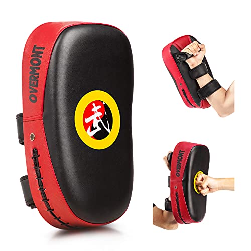 Overmont Taekwondo Kick Pad with Curved Punching Surface Karate Kicking Shield PU Leather for Boxing Martial Art Kickboxing Training(1 Pc Sold as Single)