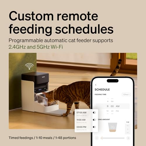 Image of PETLIBRO Automatic Cat Feeders for 2 Cats, RFID Collar Tag for Exclusive Meals, Cats Recognition to Stop Food Stealing, Diet Tracking for Multi-Pet Homes and Different Diets, Pet Feeder Pack of 2