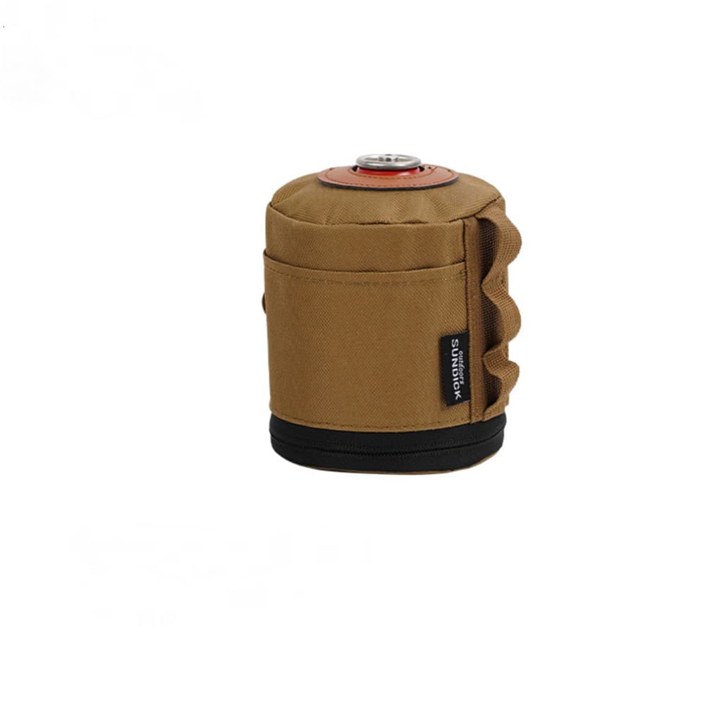 SPORTARC Outdoor Camping Fuel Canister Flat Gas Cylinder Tank Protector Cover Bag KHAKI (L)