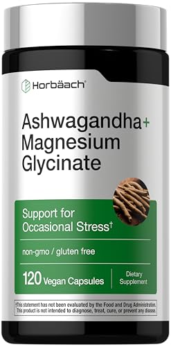 Horbäach Ashwagandha and Magnesium Glycinate | 120 Vegan Capsules | Support Supplement for Stress | Non-GMO, Gluten Free