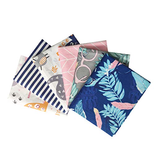 YXJDWEI 6 Stück Baumwollstoff Patchwork Stoffe DIY Gewebe Quadrate 100% Baumwolltuch Stoffpaket zum Nähen 46x56cm Mehrfarbig für Handarbeiten (Flamingo Sommer) Cover