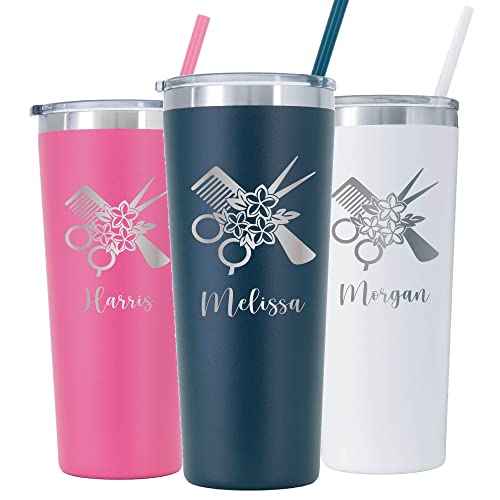 Personalized Hairdresser Tumbler - 22 oz Tumbler with Lid and Straw - Stainless Steel - Laser Engraved - Hairdresser Gift - Hair Stylists Gift - Hair Hustler - Hair Salon - Cosmetology Graduation Gift