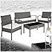 tectake® Poly Rattan Gartenmöbel wetterfest, Gartenset mit 2X Sessel, 1x Gartenbank, 1x Tisch, Outdoor Lounge Möbel Set für Garten, Terrasse und Balkon - grau