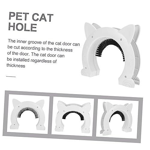 Puerta para gatos con cepillo de aseo integrado en plástico ABS blanco para interior 8