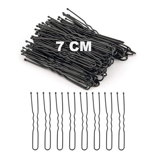 Haarnadeln Groß 100 Stück, 7cm Schwarz U-förmige Haarklammern für dickes Haar, Bobby Pins mit Aufbewahrungsbox, Haarklemmen Damen, Haarschmuck für Frauen bei Hochzeit & Friseursalon (Schwarz, 7 cm)
