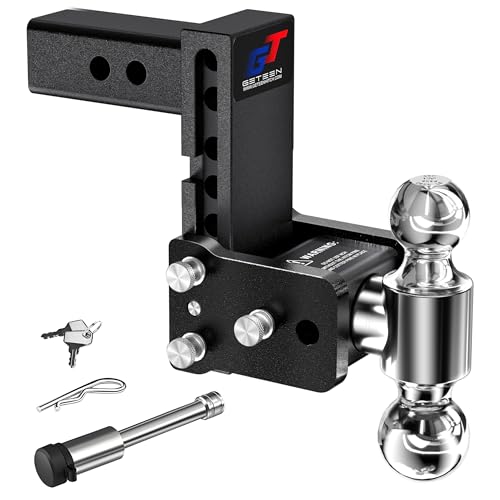 Geteen Trailer Hitches Adjustable Trailer Hitch Ball Mount - Fits 2.5 Receiver Dual Ball (2 x 2-5/16) 5 Drop 15 000 GTW - GT25052B