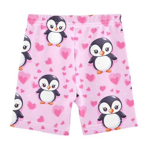 Cartoon Penguin with Heart Girls Shorts Elastic Waist Sports Shorts Girls Leggings Pants for 4-10 Years2