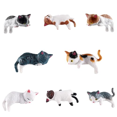 Travone 10Pcs Car Dashboard Decorations Cute Mini Cats Figurines Car Interior Accessories Set for Computer Monitor Mirror Home Desk Office Decorative Funny Resin Animal Ornament Gifts for Men Women