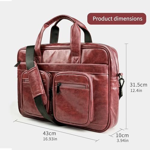 Image of MOCA PU Leather Laptop Bag for Men & Women | Office Briefcase | Multi-Pocket Messenger Bag | Fits 15.6 Inch Laptop | Adjustable Shoulder Strap