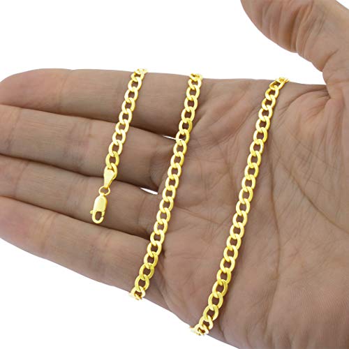 Nuragold 10K Yellow Gold 4.5Mm Cuban Curb Link Chain Bracelet, Womens Mens Lobster Clasp 7" 7.5" 8" 8.5" 9" - Real Gold Jewelry #TOP2