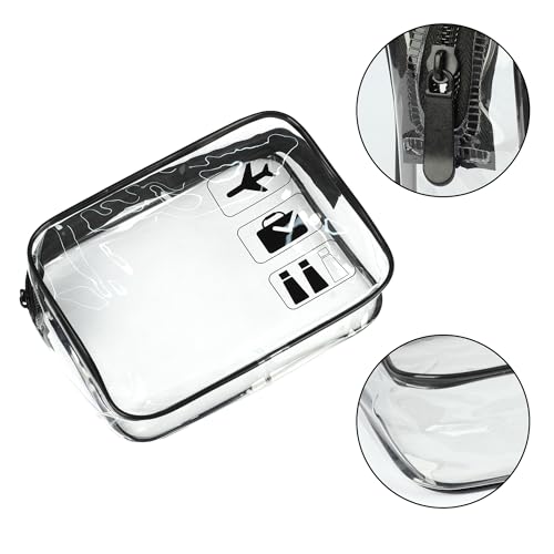 Clear Travel Toiletry Bag TSA Approved Airport Carry On Liquid Bag with Zipper Portable Waterproof Cosmetic Makeup Pouch for Women and Men (Black) - Image 4