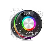 Bluetooth Shower Speaker, Portable Speakers Bluetooth 5.3 with HD Sound, FM Radio/Colorful RGB Light/Hands-Free Call/Suction Cup, IPX7 Waterproof, Perfect for Bathroom Sing-Along, Mystic Black, MC005