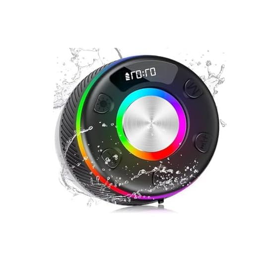 Bluetooth Shower Speaker, Portable Speakers Bluetooth 5.3 with HD Sound, FM Radio/Colorful RGB Light/Hands-Free Call/Suction Cup, IPX7 Waterproof, Perfect for Bathroom Sing-Along, Mystic Black