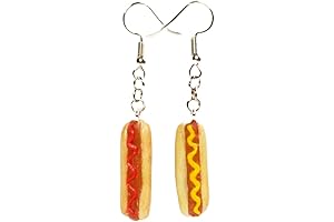 Adorable Hot Dog with Ketchup and Mustard Earrings