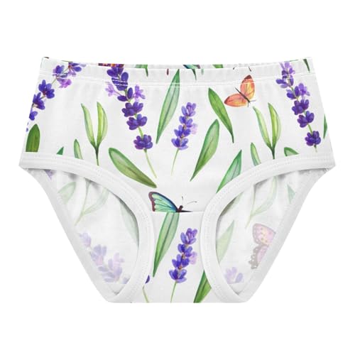 Lavender Flowers Butterflies Toddler Underwear Custom 2t Cotton Panties for Girl Colorful Briefs Girls Undies